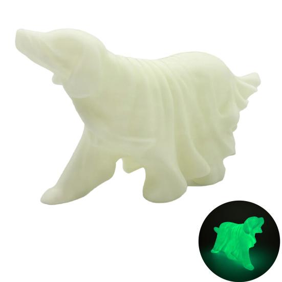 Ghost Dog Figurine Glow-in-the-dark Halloween Dog Ghost Statue Spooky Dog Ornament for Home Shelf Mantel Decoration