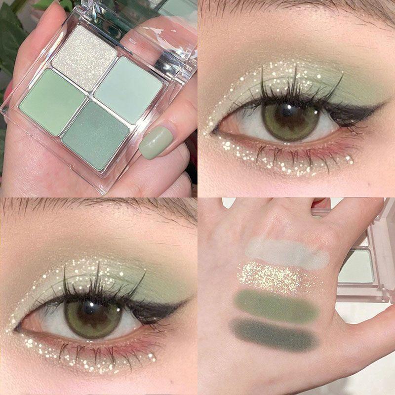 Kapeine Four Color Eyeshadow Palette Matte Shimmer Low Saturation Mint Green