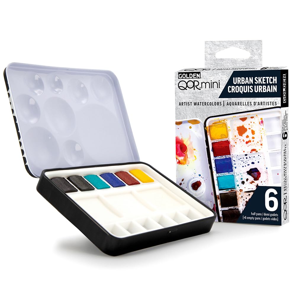 

Golden QOR Watercolor 0025 Half Pan Urban Sketch 6 Color Set 13300025