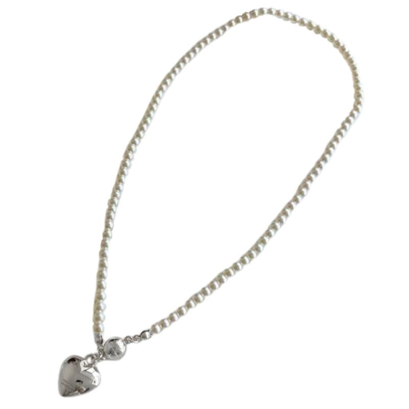 

Elegant Heart Pendant Necklace Vintage Choker Pearl Chain Collar Neck Chain Fashion Clavicle Chain Necklace Jewelry 1 срібний