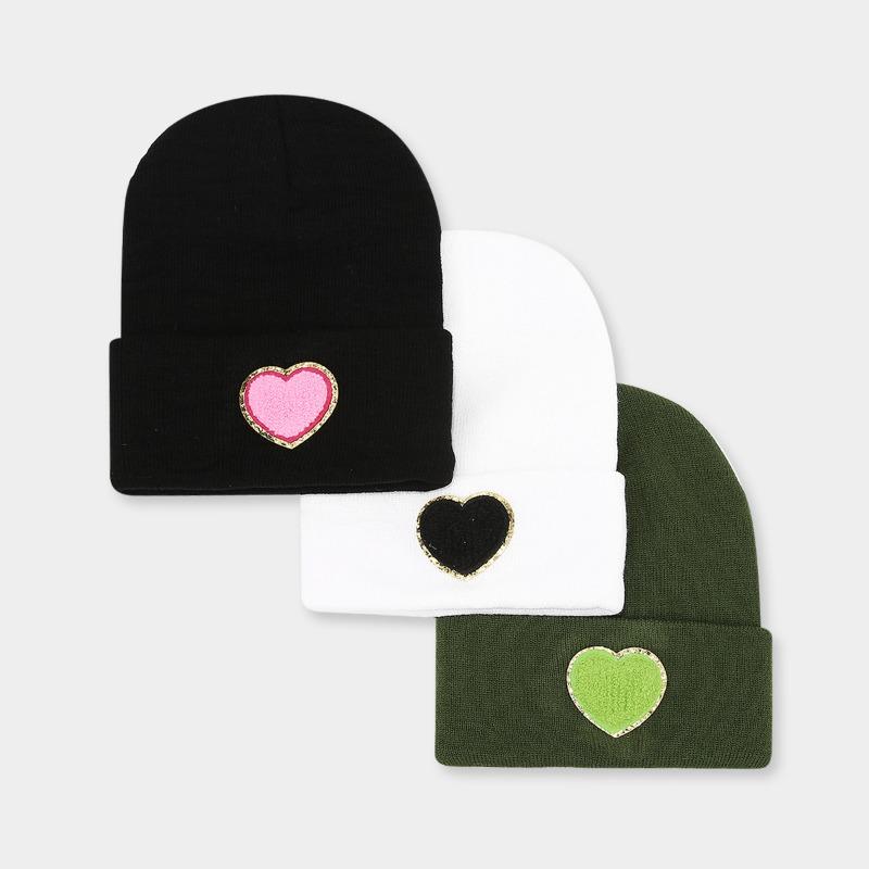 Knitted Hat Women's Fashion Big Love Wool Hat Autumn and Winter Outdoor Trend Versatile Stacking Hat Couple Cold Hat