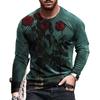 European and American Fashion Gradient Printed Casual Long Sleeved T-shirt O Neck Oversized Pullovers Tees Tops Men's Clothing