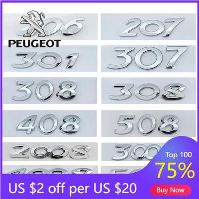 2026 Hot Car Sticker For Peugeot Rear Boot Trunk Tailgate Emblem Badge ABS Car Sticker Decals 206 207 301 307 308 408 508 2008 3