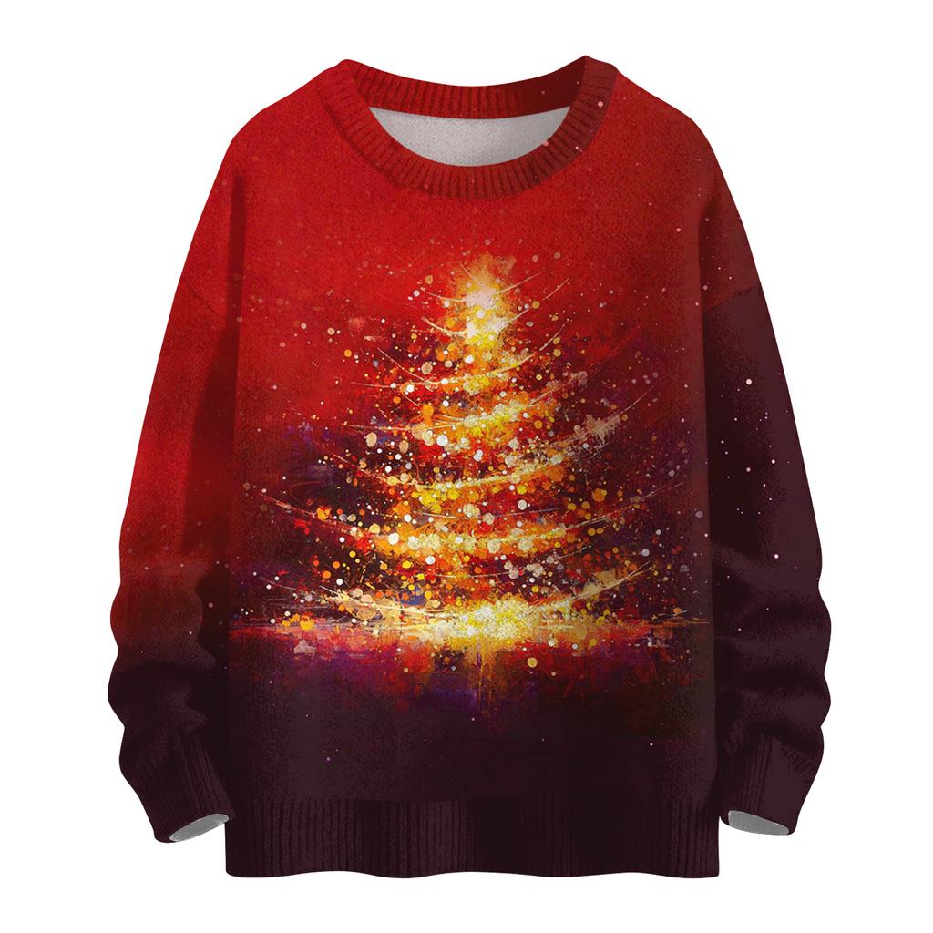 Women's Casual Long Sleeve Woolen Christmas Sweatshirt Fall  Vacation Long Sleeve Pullover