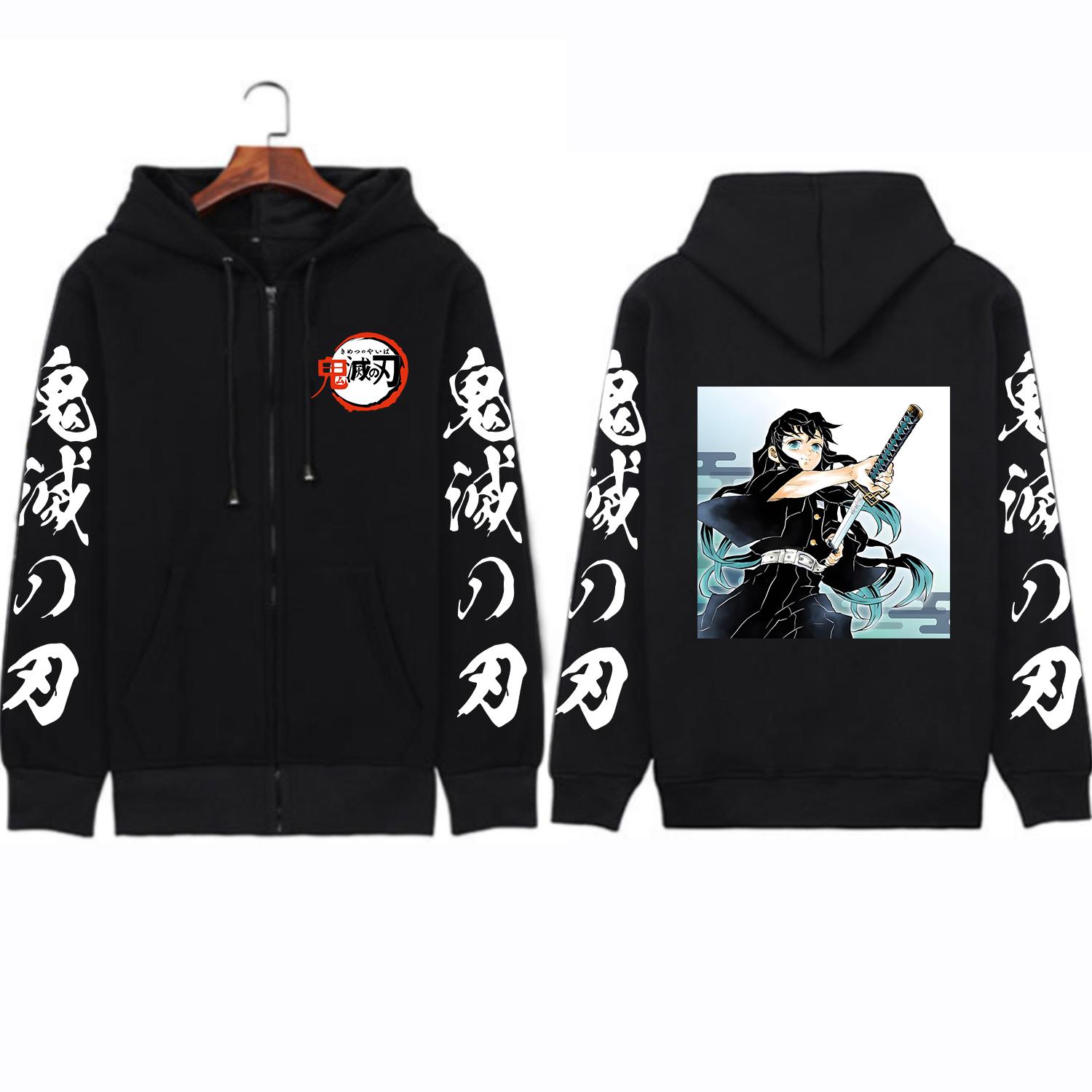 

Япония Аниме Убийца Демонов Токито Муичиро Принт С Капюшоном Мужчины Женщины Кимецу Но Яиба Толстовки На Молнии Харадзюку Толстовка Куртка На Молнии M чёрный