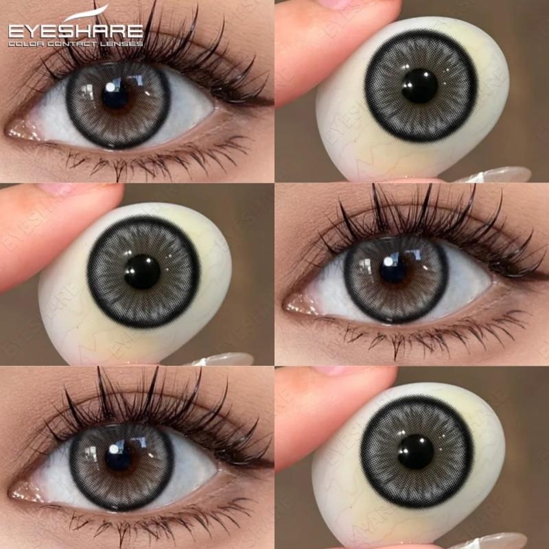 (Диоптрии 0~-10.00) EYESHARE Цветные контактные линзы для близоруких глаз Серия Diamond Контакты для глаз Натуральные Softlens Годовые 0