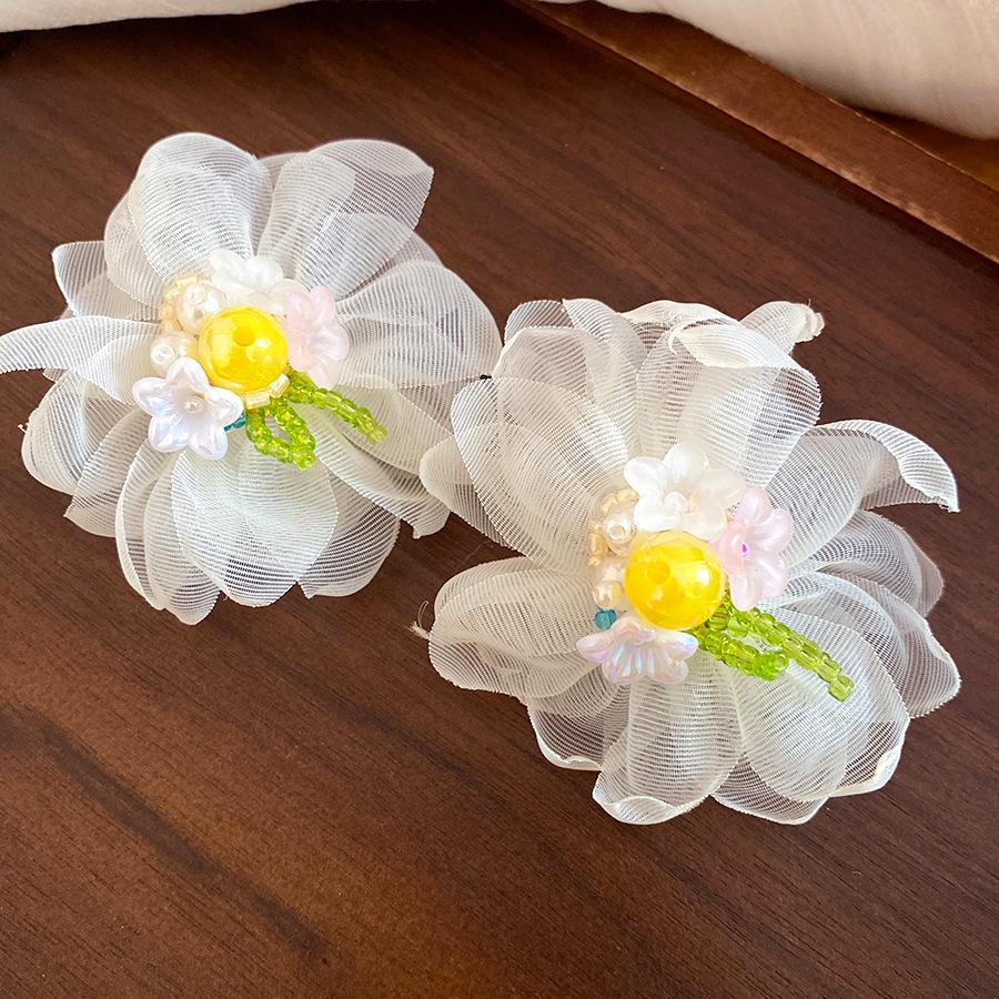 Chiffon Flower Pearl Earrings Vacation Style Sweet Minimalist Luxury Ear Jewelry