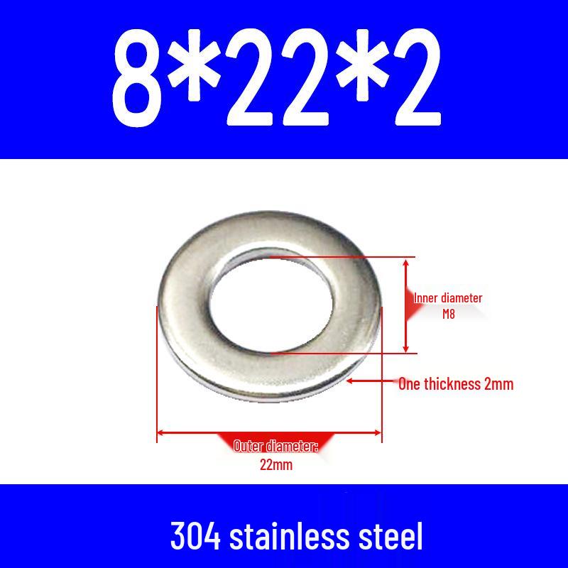 304 Stainless Steel Flat Gasket Washer, Metal Spacer for M2-M20.