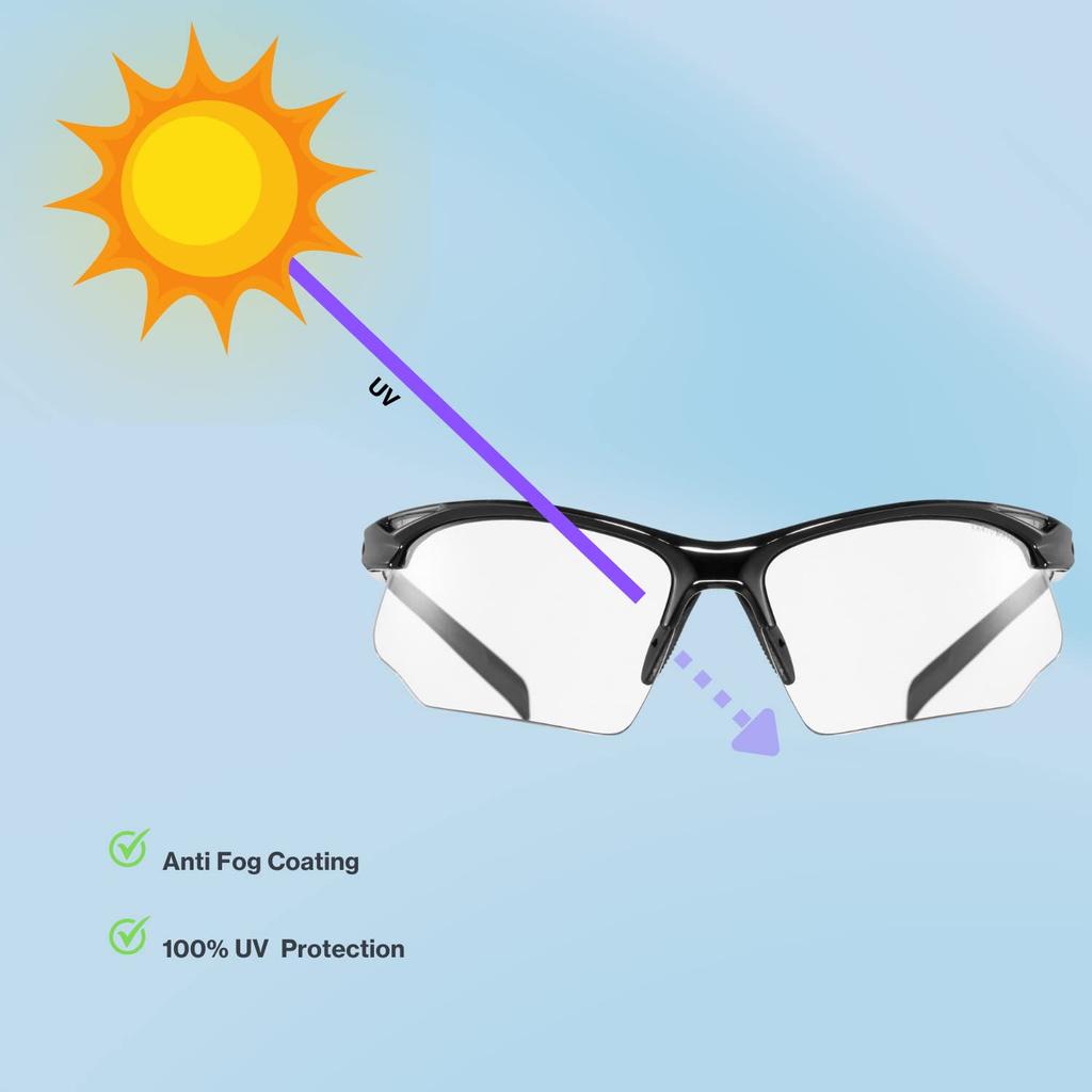 Photochromic Sports Sunglasses for Road UV Sportstyle 802 V Black [Uvex] Cycling, Bikes, Running, Anti-Fog, Protection,