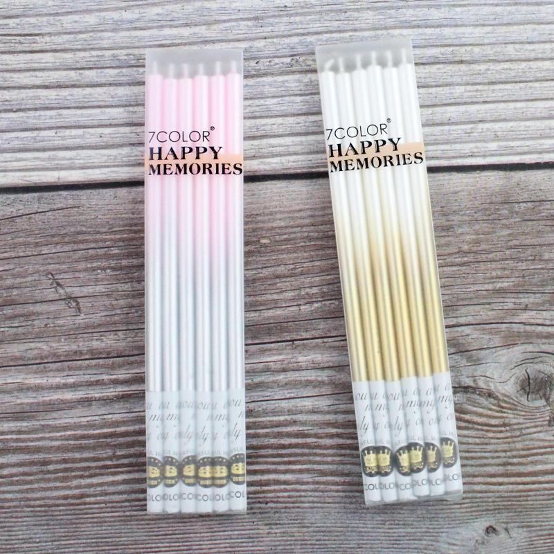 Crown Birthday Cake Candle Ins Gradient Platinum Silver Powder Slender Pencil Party Wedding Decoration Candle