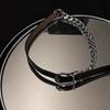 Punk Personality Sliver Color Stainless Steel Metal Chain Splicing Black Belt Buckle Choker Necklace for Women Fashion Jewelry
