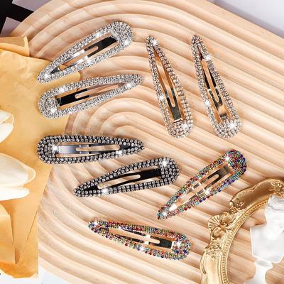 1 adet taklidi saç klipleri su damlası kristal saç tokalarım Bling tokalar Glitter saç aksesuarları kadınlar kızlar için
