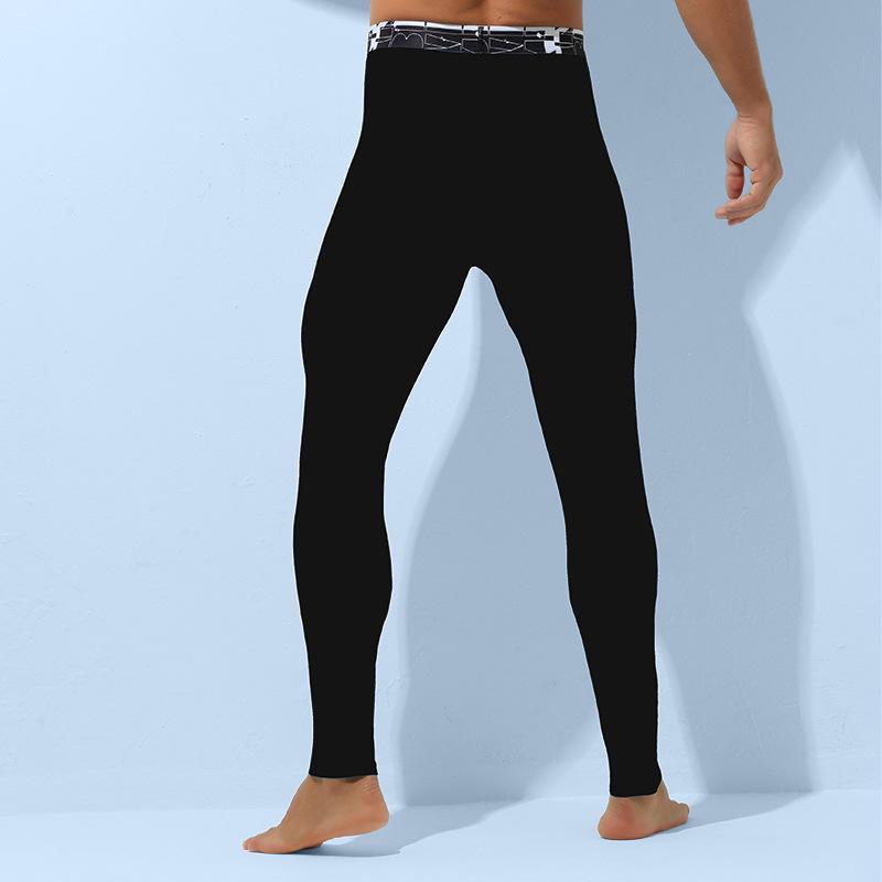 

Мужские теплые брюки из чистого хлопка - облегающие термолегкие колготки на осень/зиму 185(XXXL) чёрный