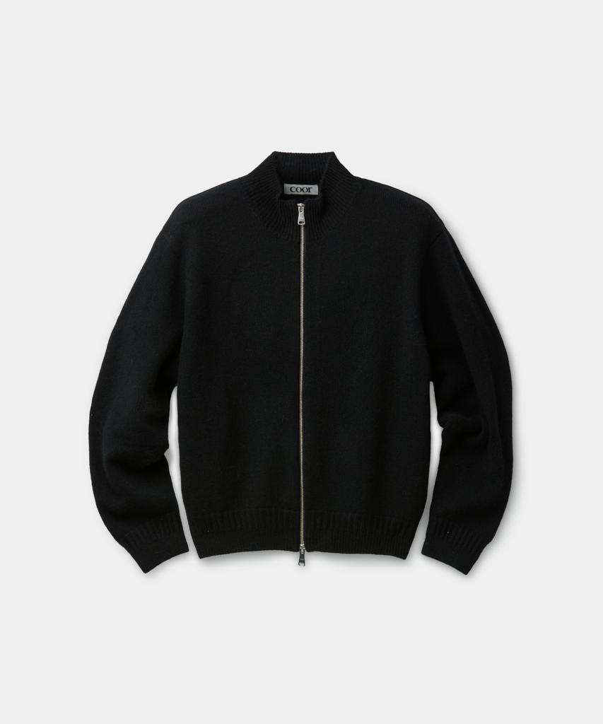 Coor Alpaca Blend Zip-Up Sweater (Black)