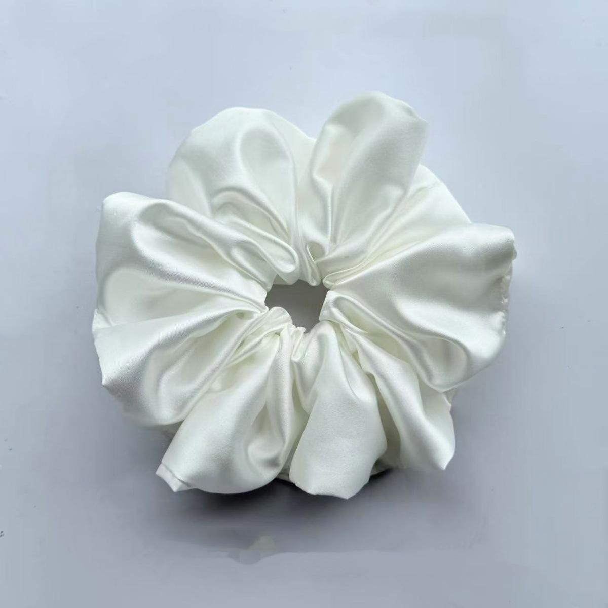 Очень большая плиссированная шелковая атласная резинка-повязка для волос - Белая, Без повреждений