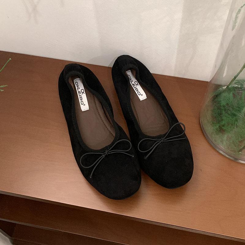 Fashion Fashion Butterfly-Knot Women Ballet Flats Dance Shoes With Height Increasing Female Shallow Footwear Ladies Flats Slip On Shoes