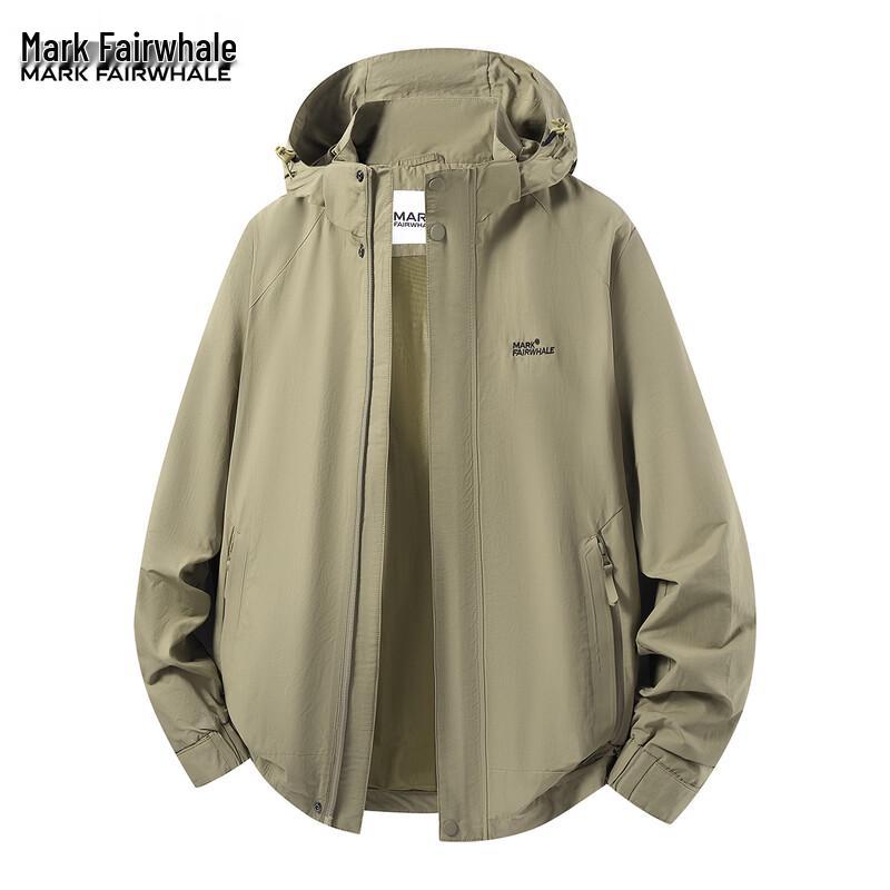 

MARK FAIRWHALE Men s Loose Embroidered Detachable Hooded Jacket L
