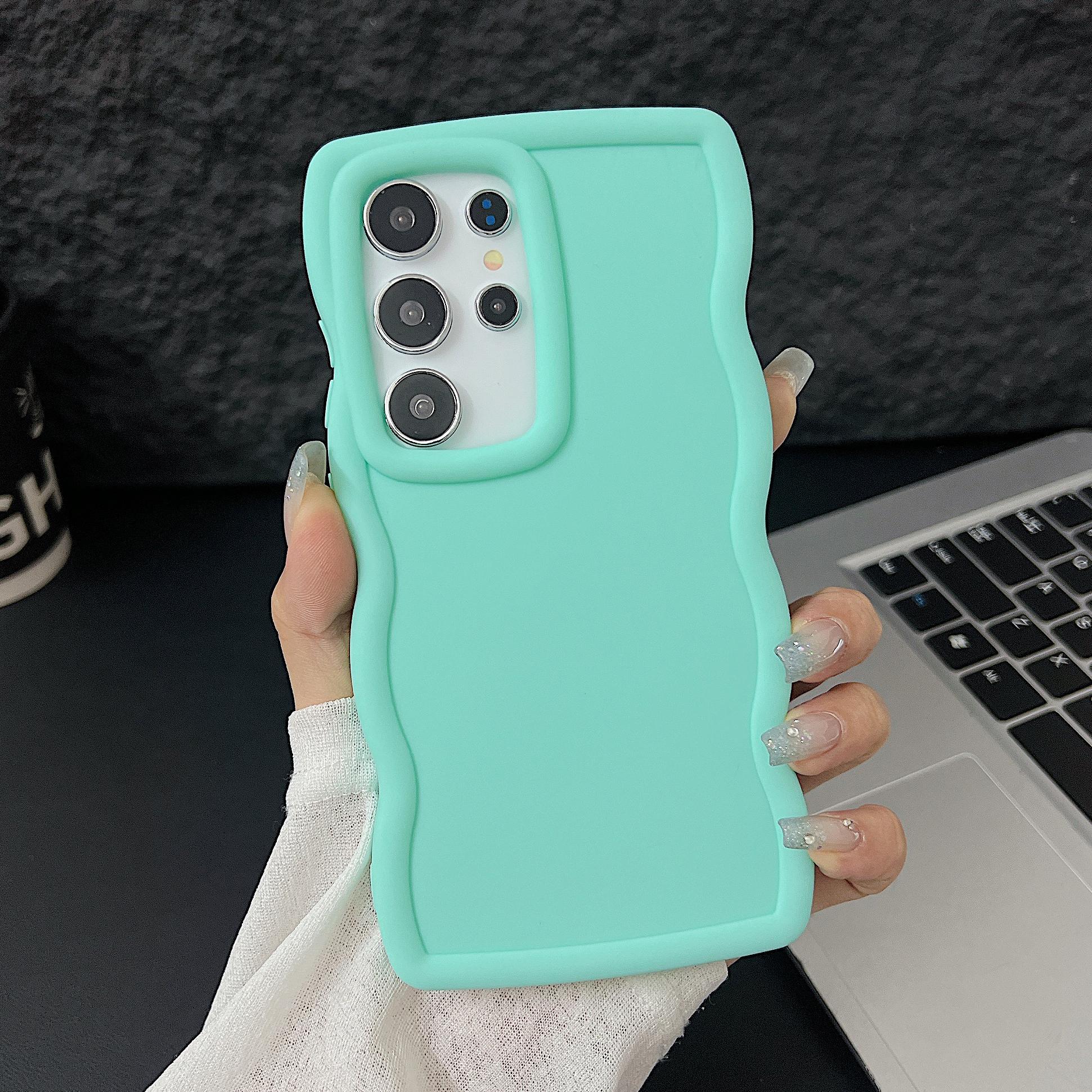 

Для Samsung S24 S22 Ultra Plus S23 S21 S20 Fe A55 A54 A53 A52 A35 A34 A25 15 A5g Wave Frame Cloud Candy Color Square TPU Soft Phone Case Cover Samsung A53 5G светло-зеленый