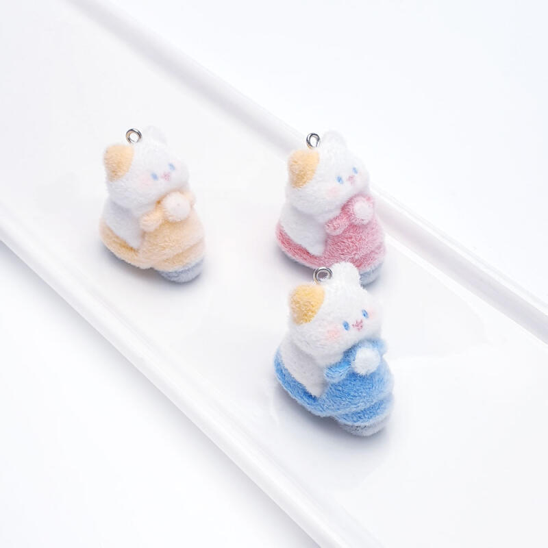 

Flocking Fluffy Scooter Cat Keychain Accessory Yellow Scooter