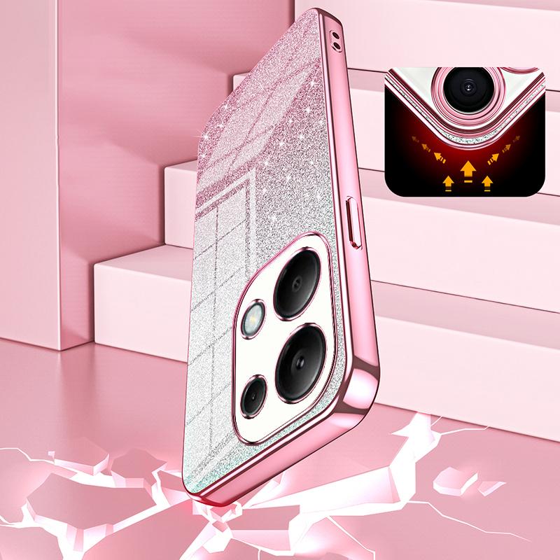 For Xiaomi Redmi Note 13 Pro 4G/Poco M6 Pro 4G Electroplating Shell Gradient Glitter Slim-Fit TPU Cell Phone Cases
