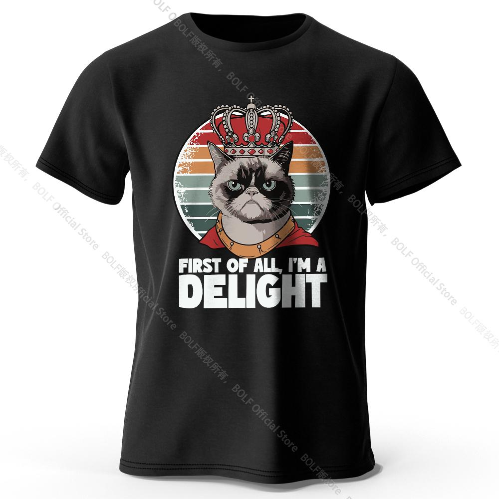 Men's First of All I'm A Delight Printed T-Shirt 100% Cotton Oversized Sassy Graphic Tees for Women Summer Confidence Streetwear