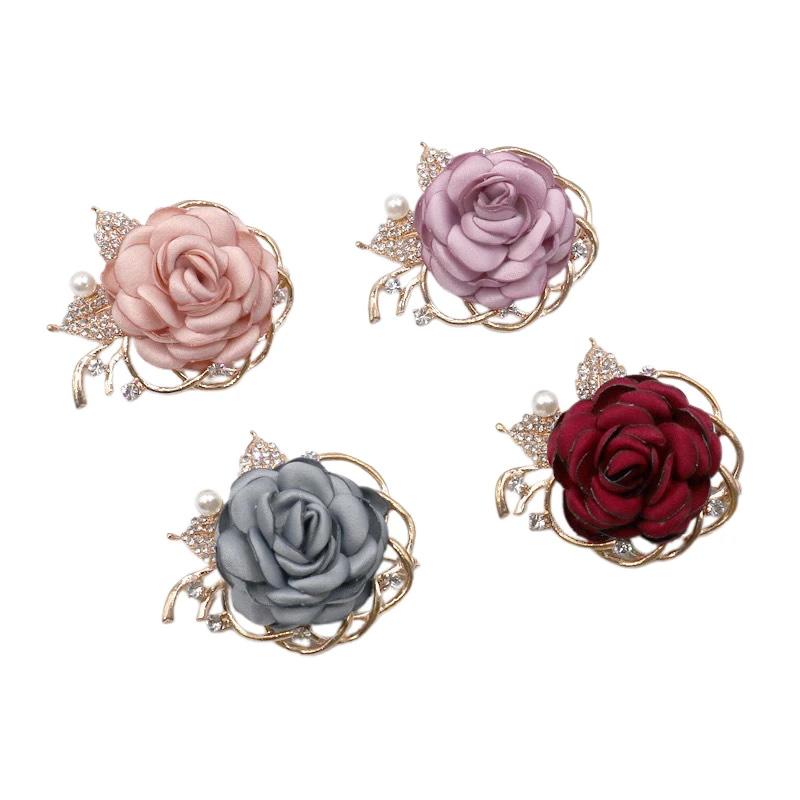 1Pc Pearl Women Botanical Pins Casual Fabric Mother's Day Gift Party Accessories Brooches Rose Flower
