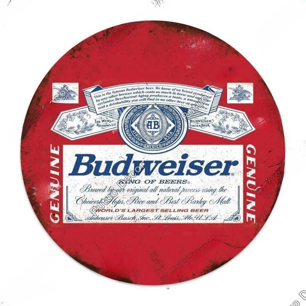 Vintage Retro Beer Rum Brand Round Tin Sign Set Classic Alcoholic Beverage Wall Decor for Bar Pub Man Cave Kitchen Home Beer