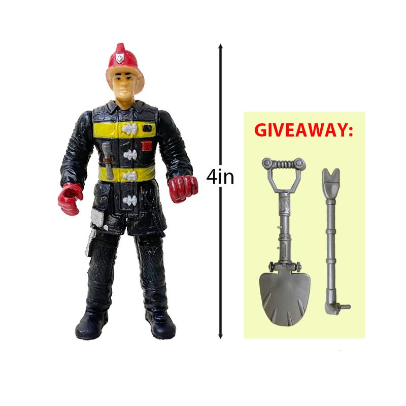 4 Zoll Feuerwehrleute Feuerwehrmann Actionfiguren Arbeiter Männer Soldat Spielset Modell Spielzeug Figur Werkzeug für Kinder Jungen Kind Weihnachtsgeschenk