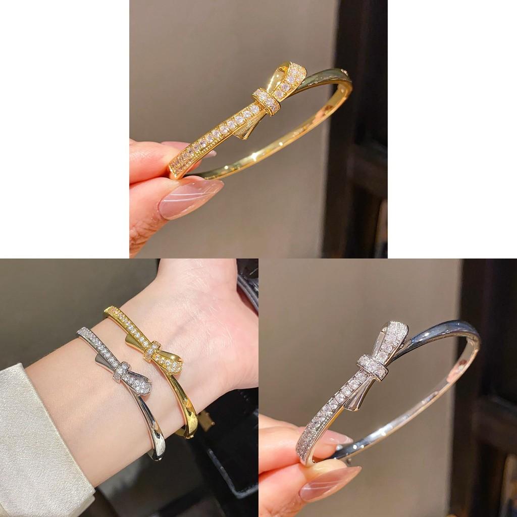 Silver Finish Zircon Butterfly Bangle Bracelet With Gold Plating For Elegant Occasions