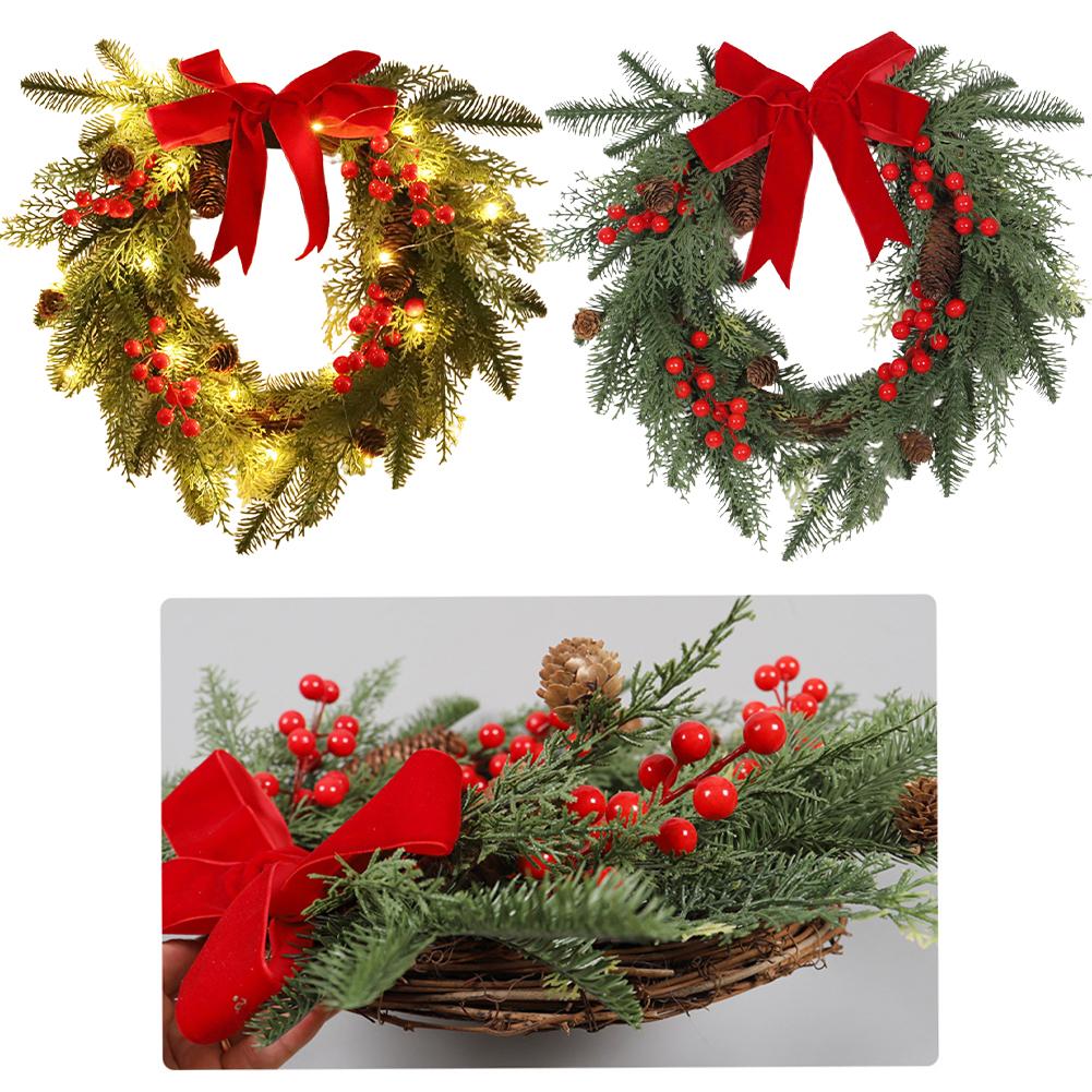 Christmas Wreath Berry Front Door Hanging Wreath With Large Bow Decoration Christmas Crafts Supplies Christmas Decorations