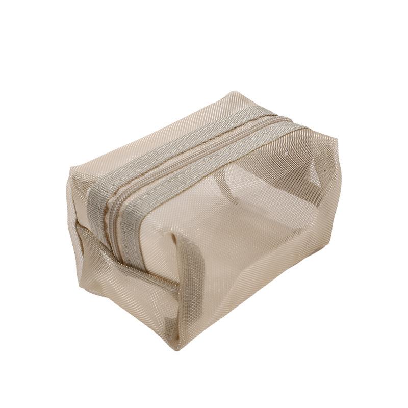 Large Capacity Key Bags Transparent Cosmetic Bag Square Mesh Storage Pouch Mini Zipper Coin Purse Mini Wash Bag Stationery Case