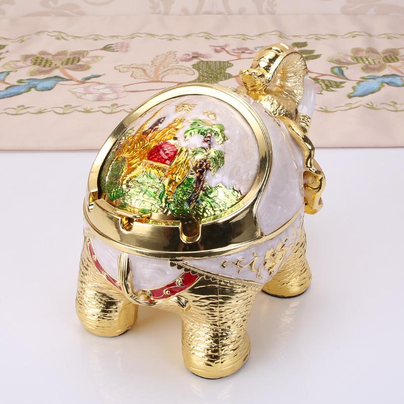 European retro elephant ashtray creative personality trend spherical metal cover multi-functional office home living room