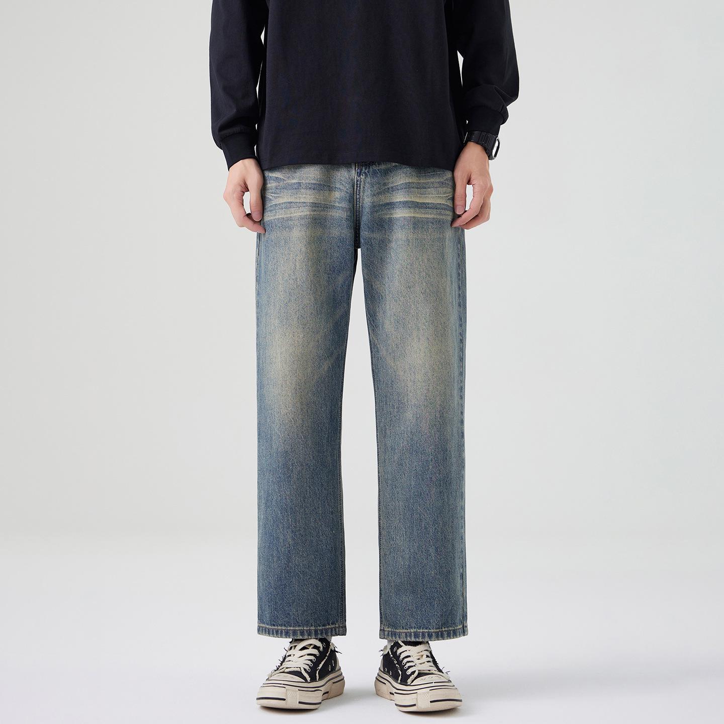 

Мужские джинсы 2025 года, осенние, в стиле ретро, свободного кроя, прямого силуэта - Модные, универсальные, длиной до щиколотки S