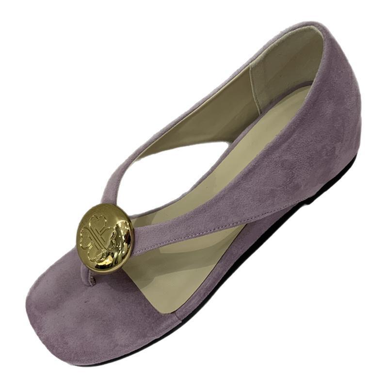 4cm inner height increase pinch sandals fairy shoes with skirt square head cool single shoes