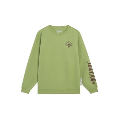 Li-Ning Anti-Wu Series Solid Color Crew Neck Pullover Sweatshirt Unisex Tops Moss-Green AWDT087-7