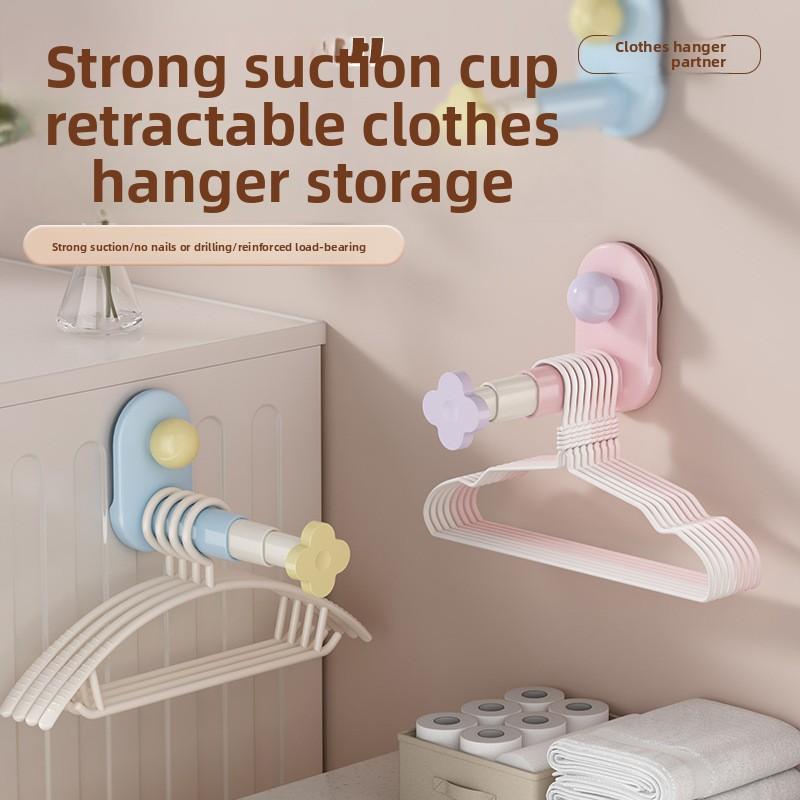 New Suction Cup Clothes Hanger Storage Rack - Multi-functional Extension Storage Rack for Home Balcony - No Drilling, Seamless Clothes Hanger Holder