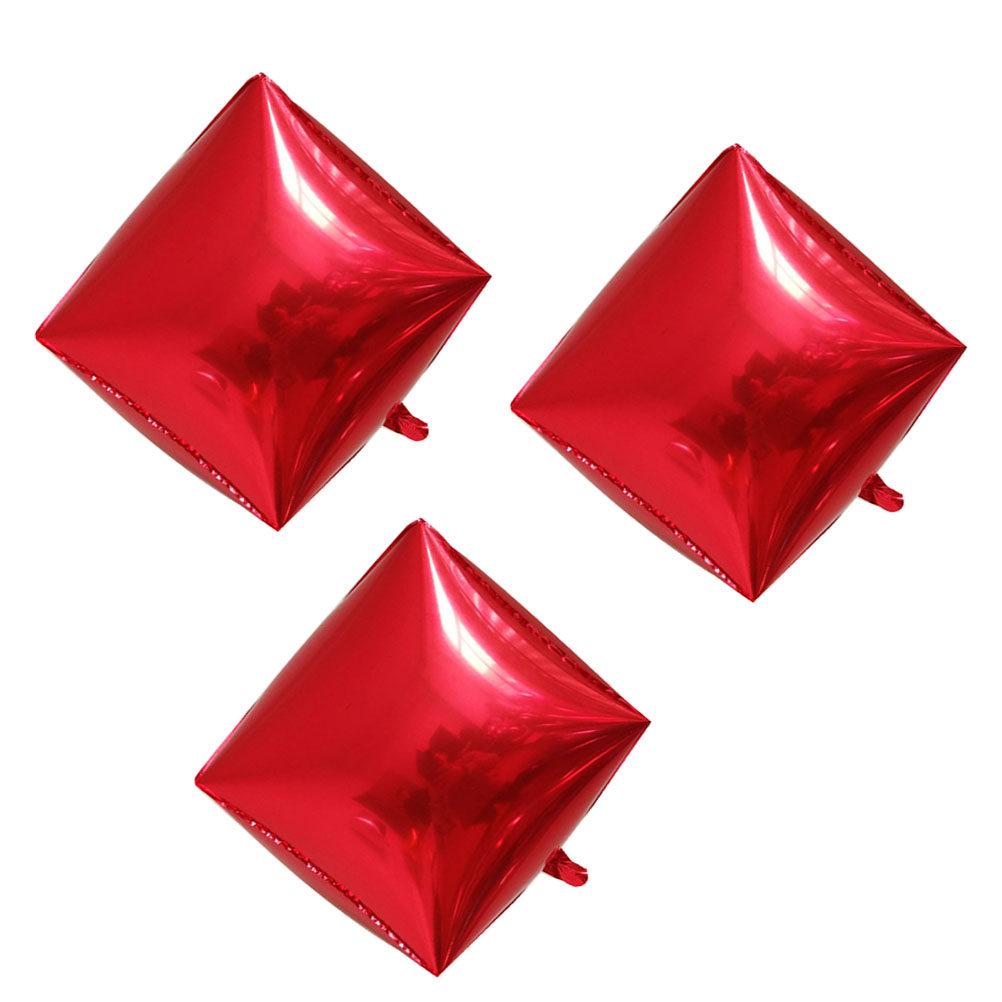 3Pcs 4D Square Aluminum Foil Balloon Cube Shaped Party Decoration for Birthday Wedding Festival Celebration Photo Prop
