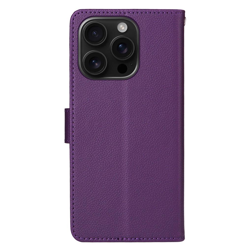 For iPhone 16 Pro Wallet Case with Strap RFID Blocking Leather Stand Phone Cover