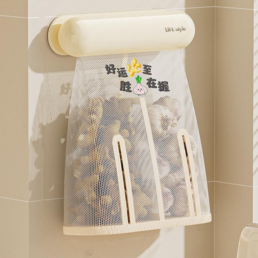 No-Drill Wall Hanging Organizer Wall Mounted Hanging Storage Pouch  Grocery Bags Storage абрикосовый