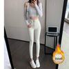 Women's High-Waist Slim Stretchy White Denim Jeans, Plus Velvet, Versatile & Flattering Skinny Pencil Pants - Autumn/Winter 2025 Trend.