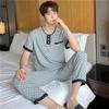 Pajamas Spring and Summer Men's New Cotton Silk Short Sleeve Trousers Set Cotton Silk Homewear Middle-aged and Young Large Size Dad Clothing