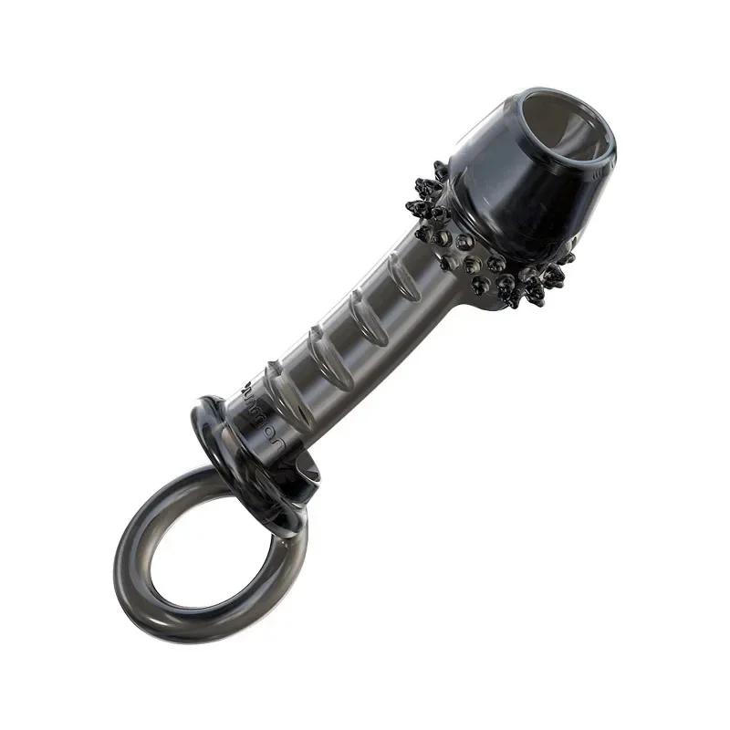 Silicone Reusable Penis Sleeve Flexible Glans Penis Enlarger Extender Delay Ejaculation Cock Ring Sleeve Adult Sex Toys For Men