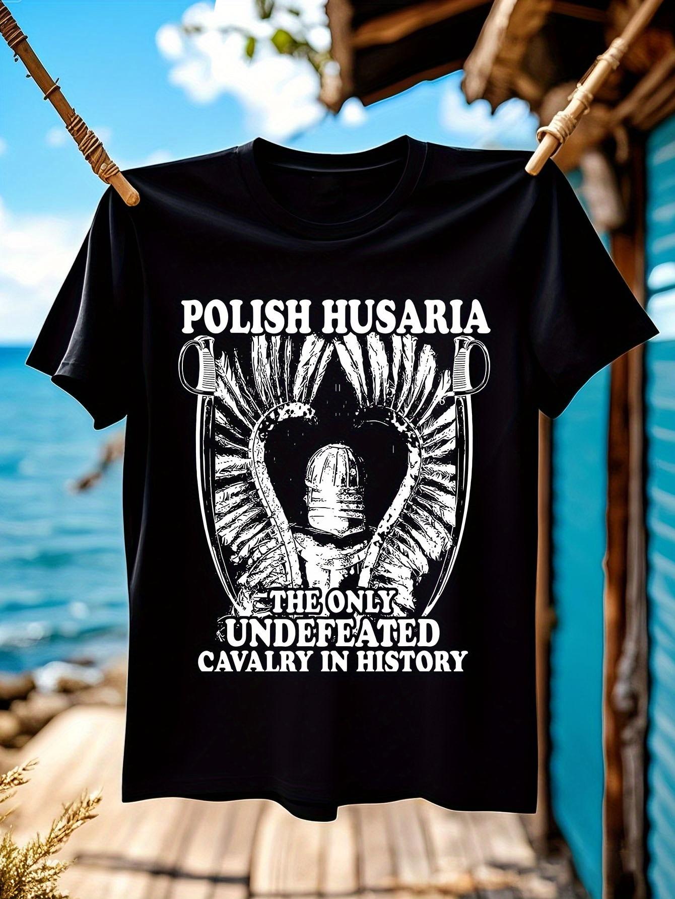 Polish Winged Hussars Cavalry Tshirt - Black with White S... XXXL