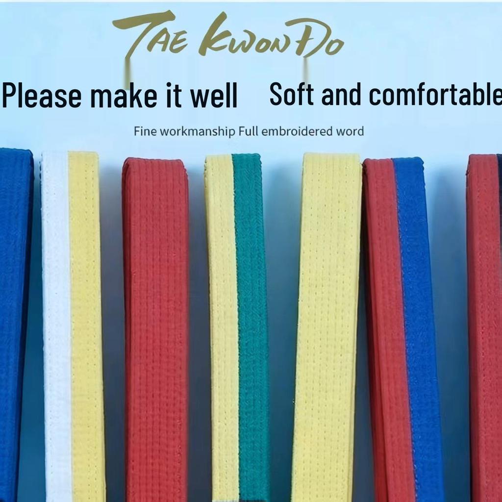 Embroidered Taekwondo, Judo, Karate Belts for Children & Adults - Yellow, Green, Blue, Red, Black