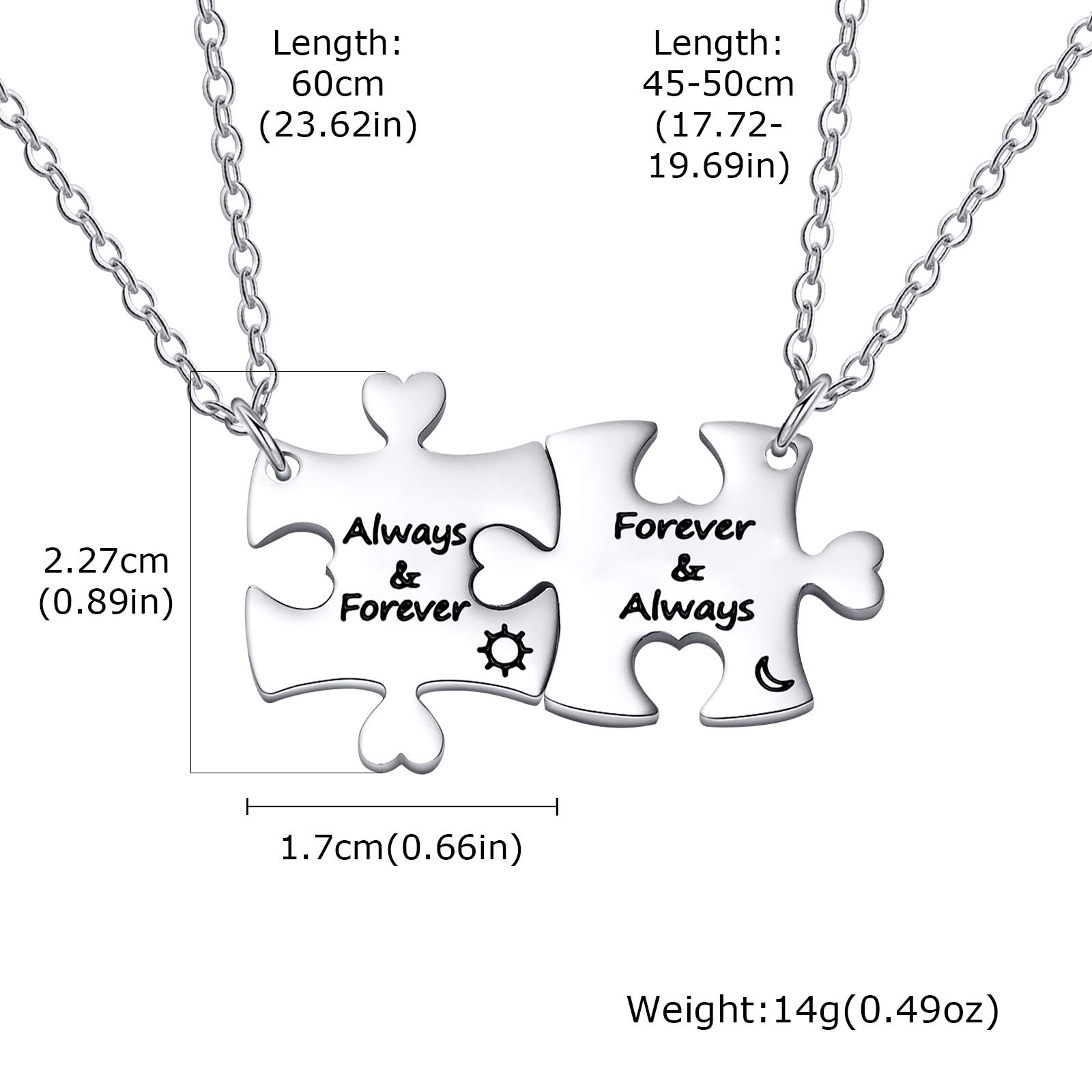 

Puzzle Necklace Stainless Steel Corrosion Smeared Oil English Heart-shaped Puzzle Necklace for Women Couple Valentine s Day Gift