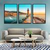 Bellissimo Paesaggio di Città Costiera Tramonto Crepuscolo Cavalletto Faro Poster Pittura su Tela Per Soggiorno Casa Arte Decorazione Moderna