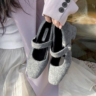 Fashion Temperament Retro Thick Heel High Heels Women's 2025 New Versatile Skirt French Fluffy Mary Jane Shoes