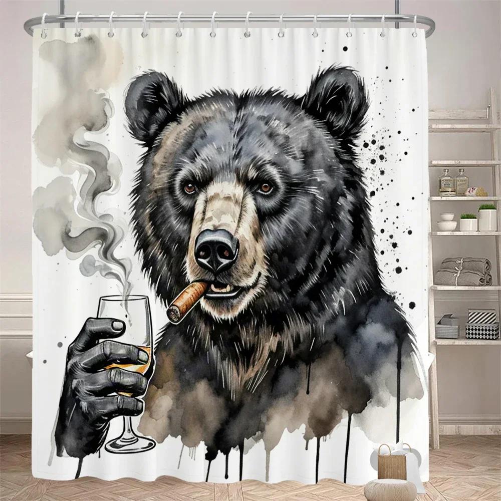 Zabawna zasłona prysznicowa zasłona działowa do łazienki tkanina z nadrukiem Zabawny i kreatywny zwierzęcy Dekoracyjna zasłona z haczykami
