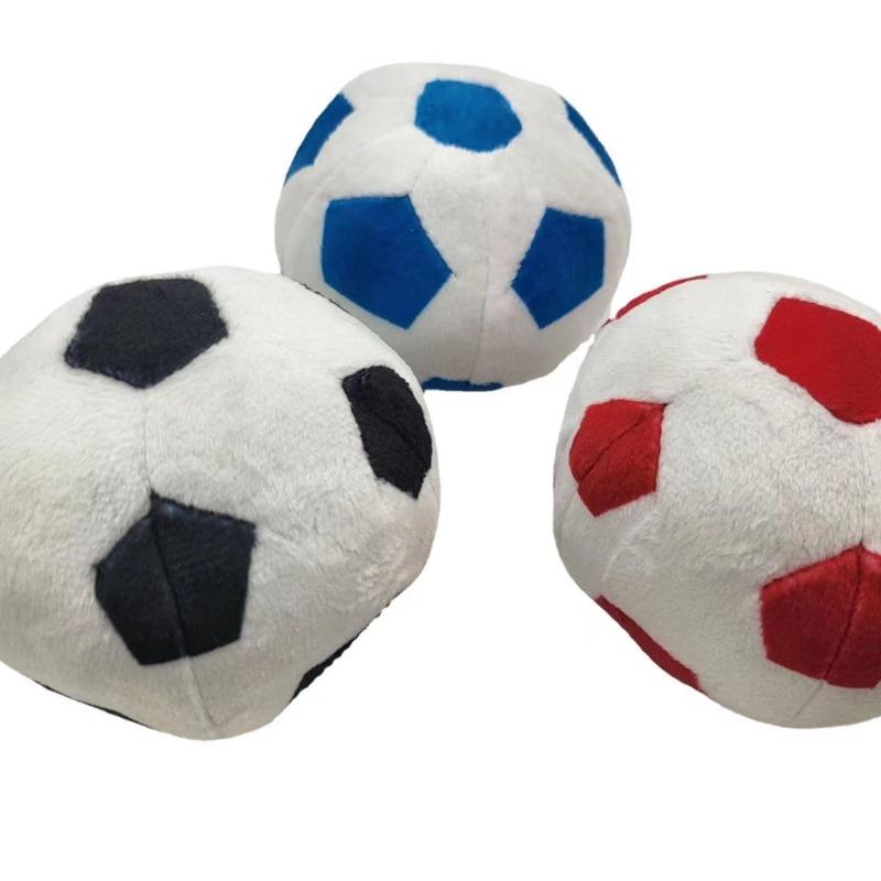 Weicher Plüsch-Fußball Spielzeug, Rot Weiß Gefüllter Fußball, Niedliches Quietschendes Haustier Kauspielzeug für Hunde Katzen, Interaktives Spielzeug Geschenk für Kinder
