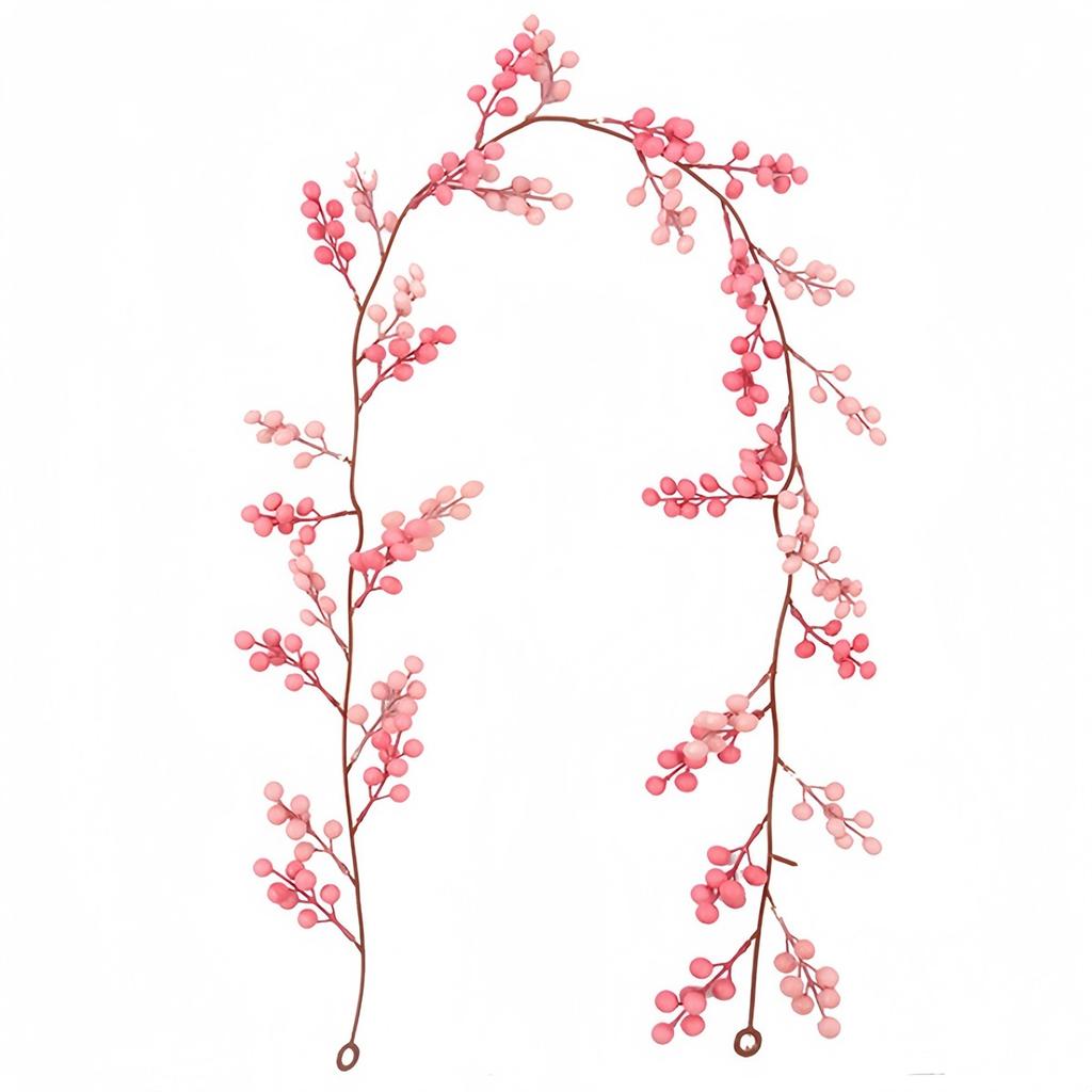 6.5FT Artificial Pink Berry Garland Hanging Vines For Christmas Party Decoration